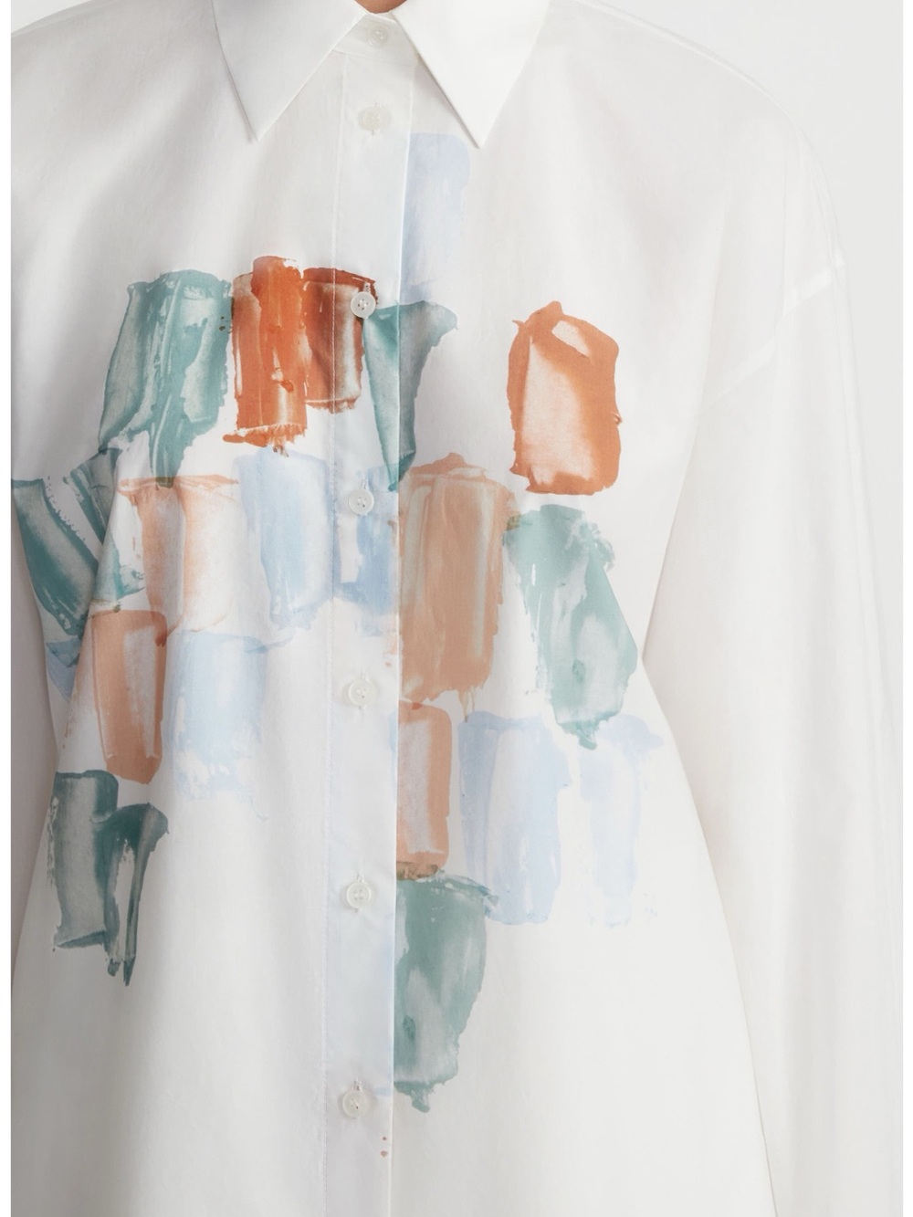 LAFAYETTE 148 Painter's Palette Print Cotton Poplin Oversized Shirt Sz L - Picture 3 of 11